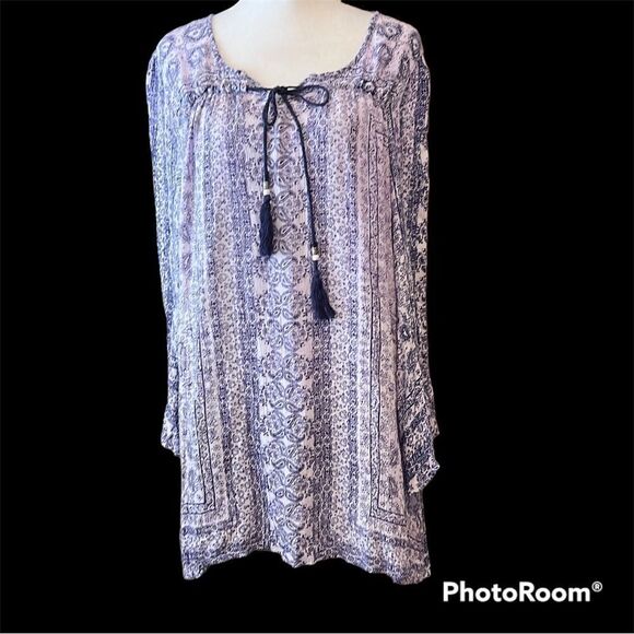 Angie flowy tunic or mini dress cute distressed crinkly fabric GUC - Picture 3 of 13